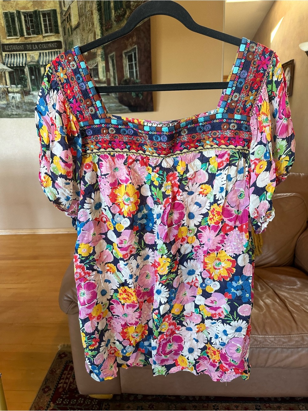 JOHNNY WAS Multi Color Floral Embroidered Tunic Top Womens Plus 1X